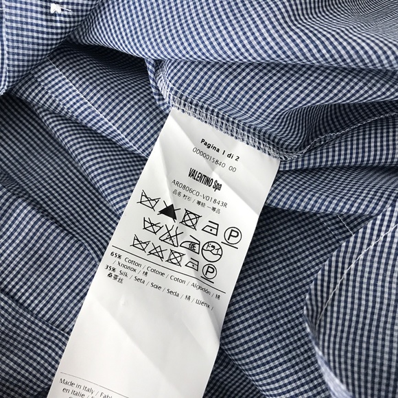 Red Valentino Bow Button Front Shirt Gingham #470 - Picture 2 of 9